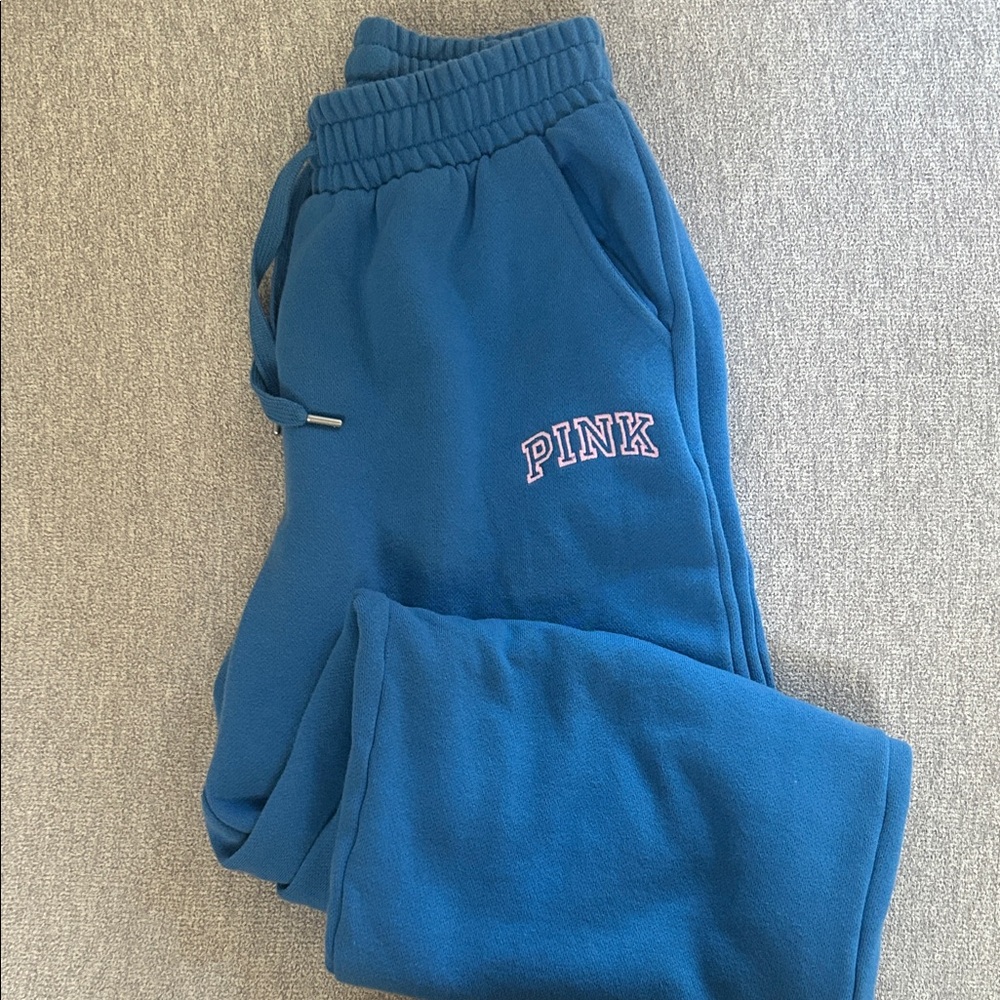 PINK Victoria's Secret Girls' Blue Fleece Campus Sweatpants